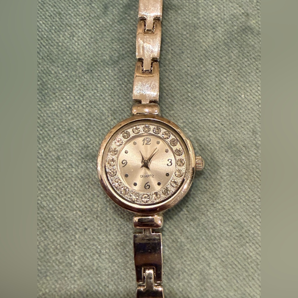 Women’s Silver-Tone Crystal Bangle Quartz Watch